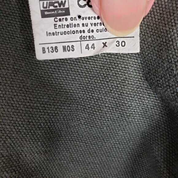 Carhartt Double Knee Work Pants B136 MOS USA Made Green Duck Canvas Size 44 x 30 - Picture 10 of 12